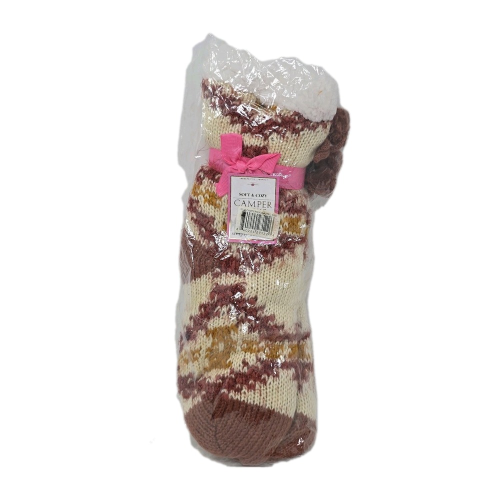 Simply Southern Soft Cozy Anti-Slip Camper Socks Aztec Red Tassels OSFM New